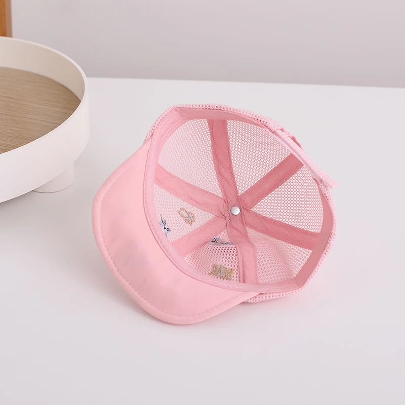 Adorable Cartoon Bear Baby Sunshade Hat - Breathable Mesh Toddler Baseball Cap with Soft Edges and Duck Tongue Visor