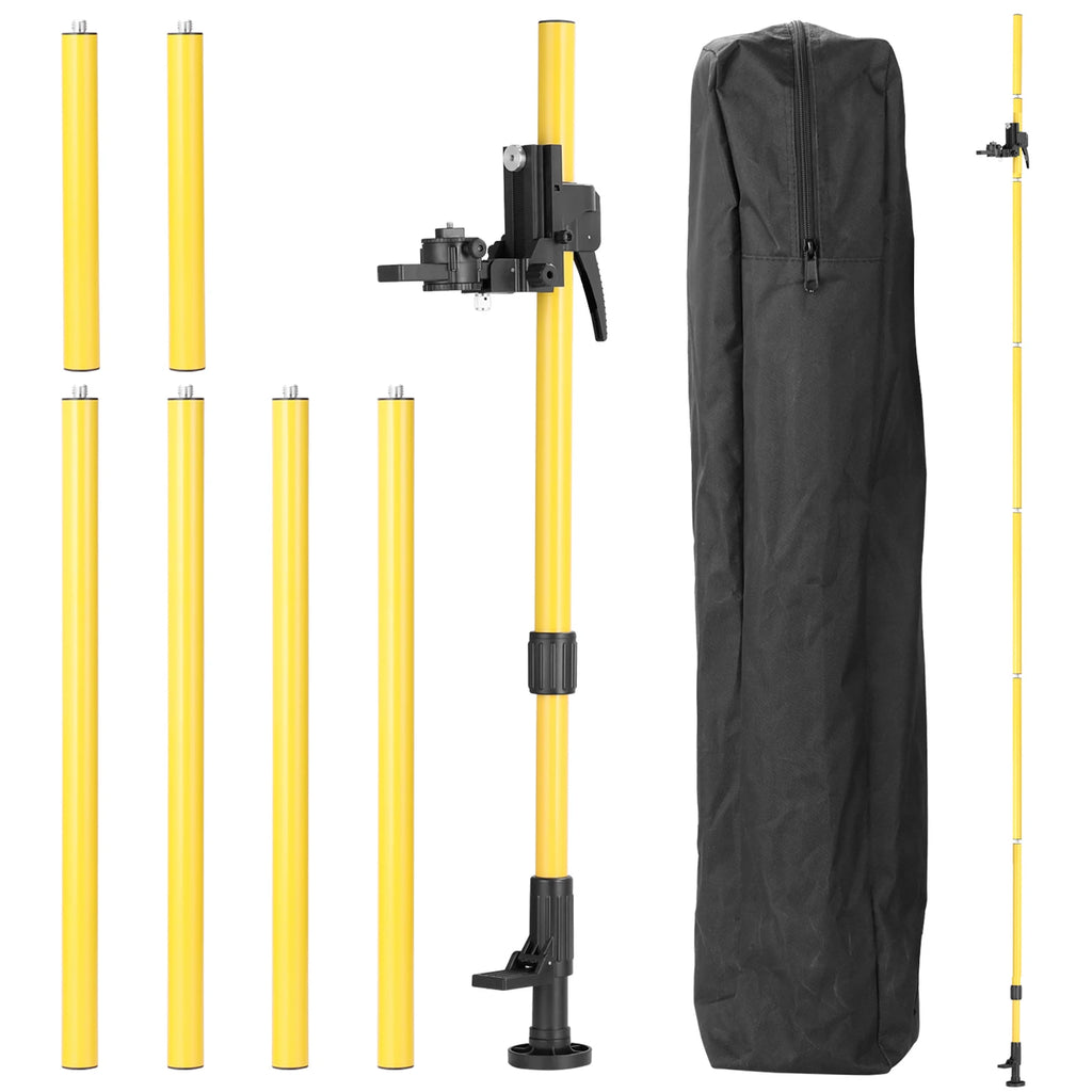 Adjustable Max4.2M Telescopic Aluminum Alloy Pole for Laser Level - Perfect for 1/4'' & 5/8'' Bracket Holder Stand
