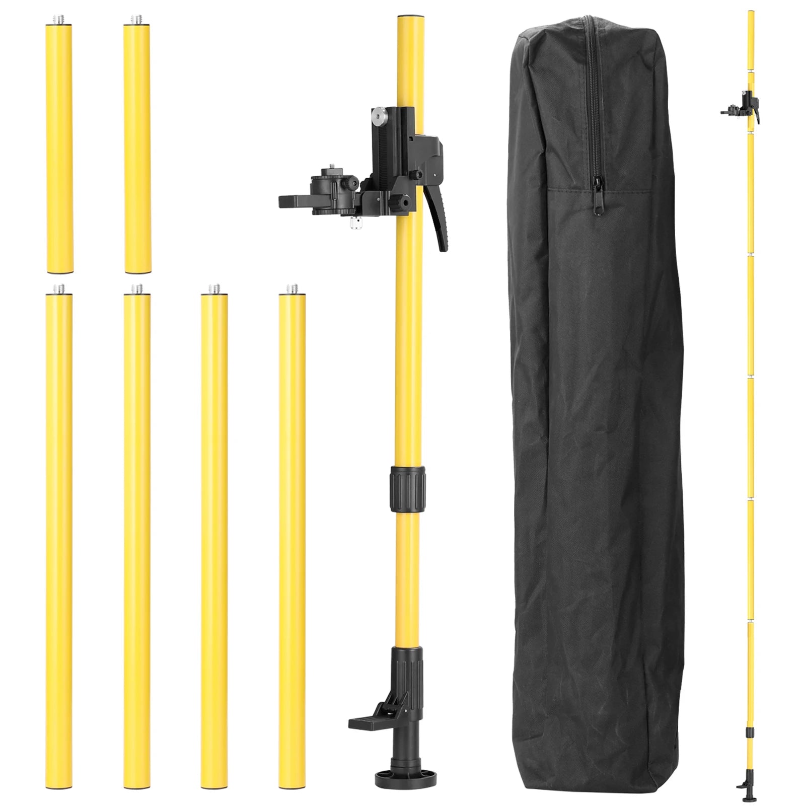 Adjustable Max4.2M Telescopic Aluminum Alloy Pole for Laser Level - Perfect for 1/4'' & 5/8'' Bracket Holder Stand
