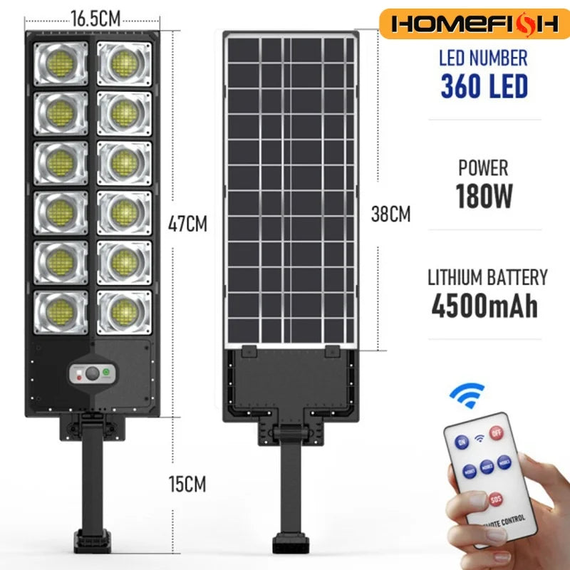 WA6 Solar Integrated Street Light with Motion Sensor & Remote Control - Waterproof Garden Lighting for Courtyards