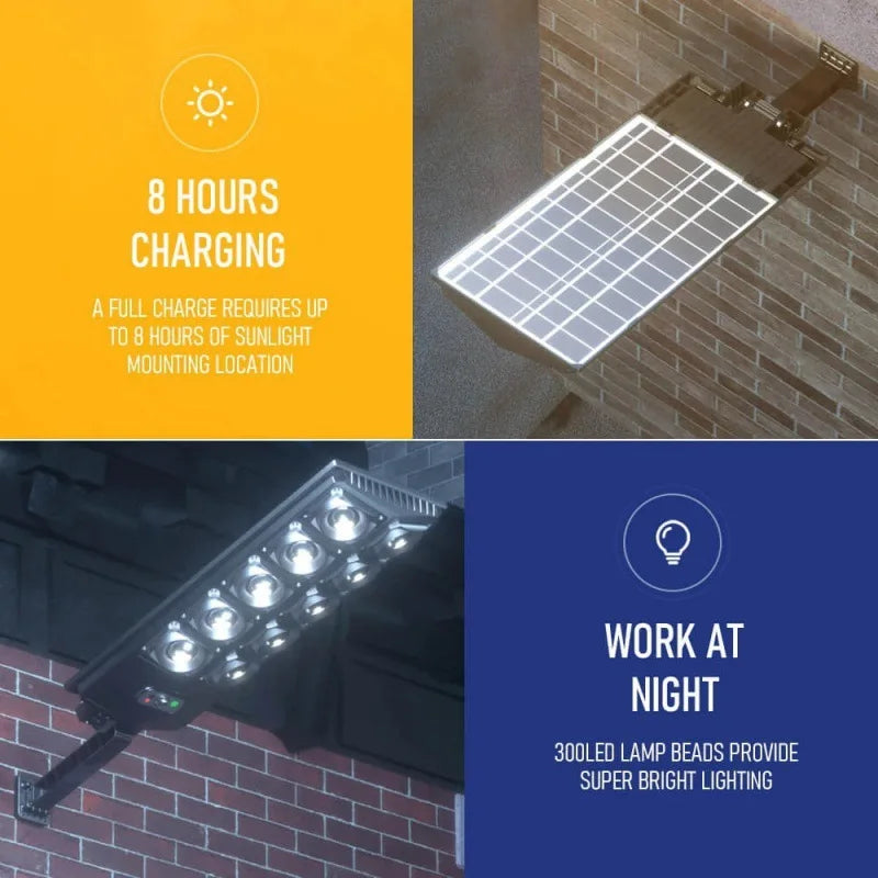 WA6 Solar Integrated Street Light with Motion Sensor & Remote Control - Waterproof Garden Lighting for Courtyards