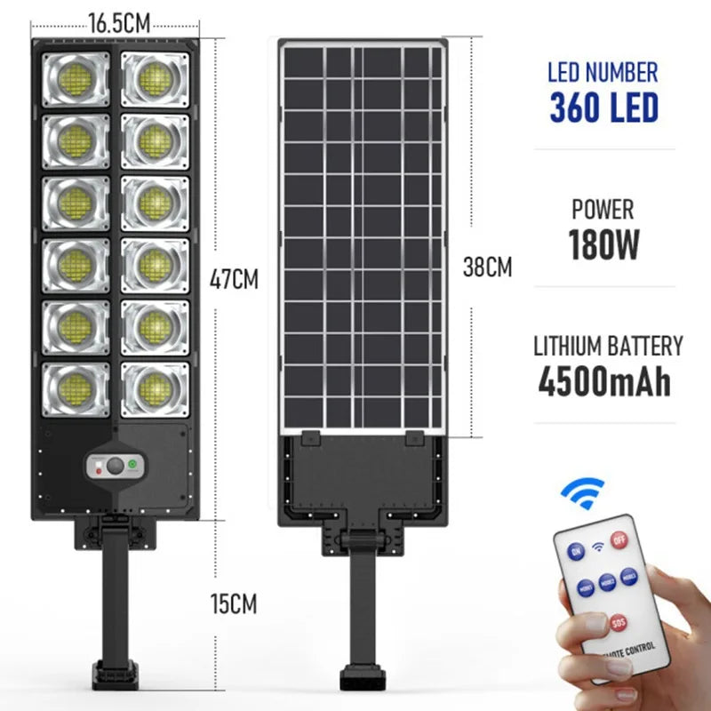 WA6 Solar Integrated Street Light with Motion Sensor & Remote Control - Waterproof Garden Lighting for Courtyards