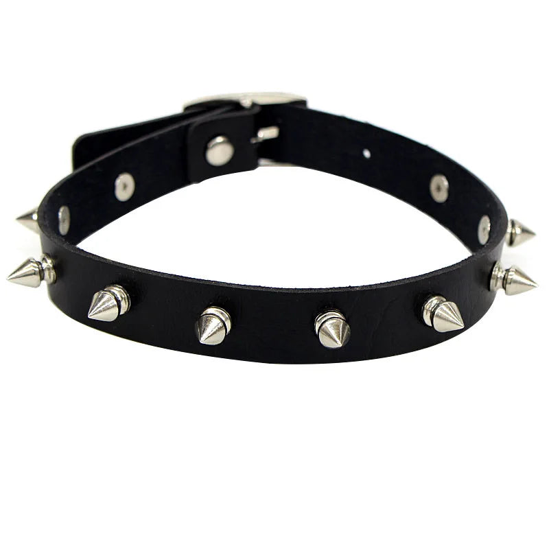 Sexy Spike Punk Collar Leather Choker Necklace Bondage Goth Jewelry Women Party Club Gothic Necklace Accessories Festival Choker