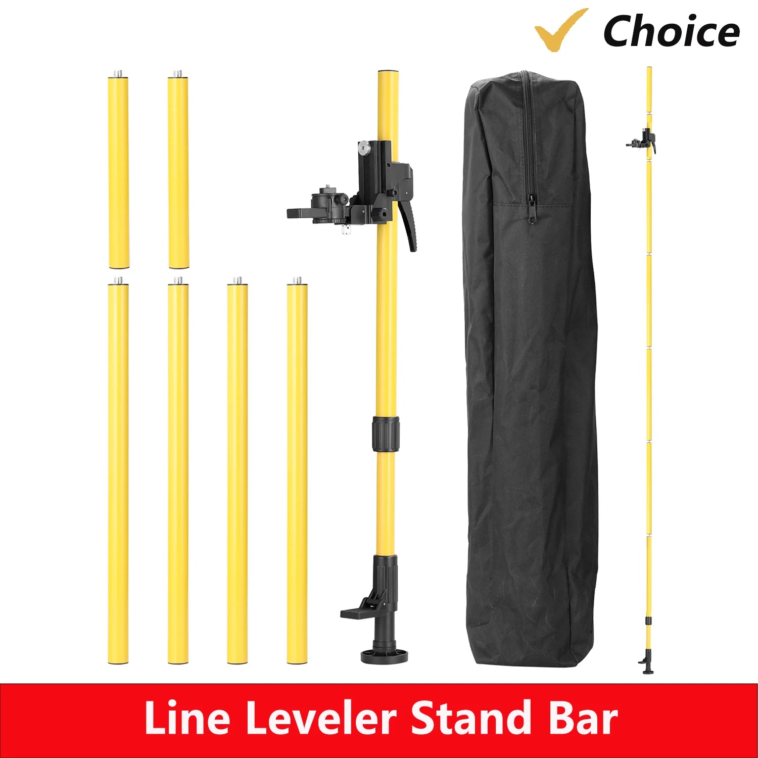 Adjustable Max4.2M Telescopic Aluminum Alloy Pole for Laser Level - Perfect for 1/4'' & 5/8'' Bracket Holder Stand