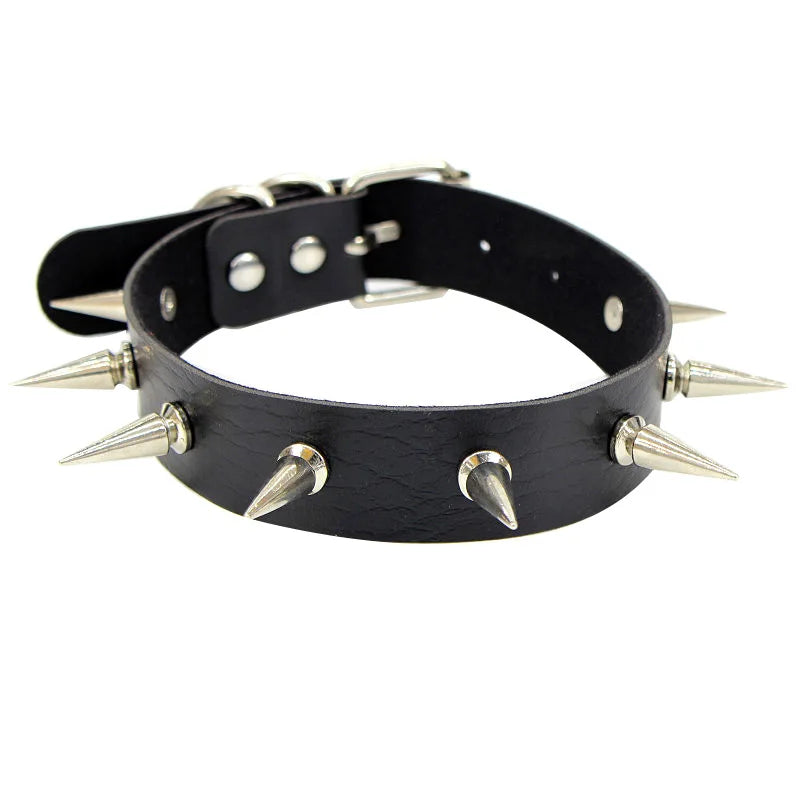 Sexy Spike Punk Collar Leather Choker Necklace Bondage Goth Jewelry Women Party Club Gothic Necklace Accessories Festival Choker
